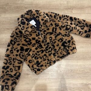 Avec Les Filles Cheetah Sherpa Bomber Jacket
